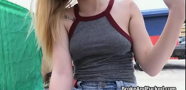  Flashing blonde on my dick outdoors